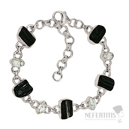 Turmalín skoryl náramek stříbro Ag 925 B71