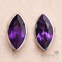 Amethyst cut earrings stones silver Ag 925 E710