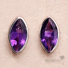 Amethyst cut earrings stones silver Ag 925 E715