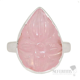 Rosenquarz-Ring, geschnitzt, Silber Ag 925 R72
