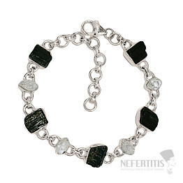 Turmalín skoryl náramok striebro Ag 925 B72