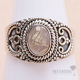 Sagenitkristall mit Rutilring Silber Ag 925 74206
