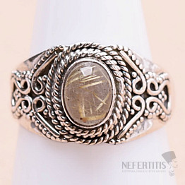 Sagenite crystal with rutile ring silver Ag 925 74240