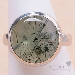 Aktinolith im Prehnit Ring Silber Ag 925 R80