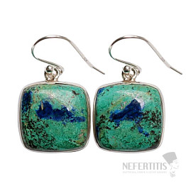 Azurit v malachitu náušnice stříbro Ag 925 E81