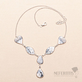 Opál dendritický náhrdelník stříbro Ag 925 81355