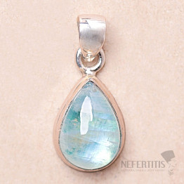 Moonstone rainbow green pendant silver Ag 925 81546