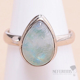 Mondstein Regenbogen grün Ring Silber Ag 925 81646