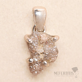 Diamant prírodný surový prívesok striebro Ag 925 LOT83