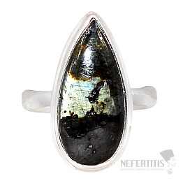 Larvikit black moonstone ring silver Ag 925 R831