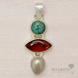 Amber pendant silver Ag 925 86369