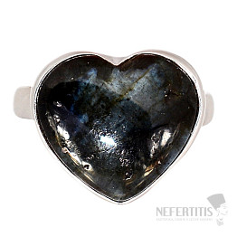 Larvikit černý měsíční kámen prsten stříbro Ag 925 R879