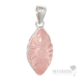 Rose quartz carved pendant silver Ag 925 P88