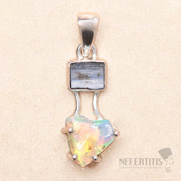 Äthiopischer Opal und blauer Kyanit-Anhänger, Silber Ag 925 LOT9