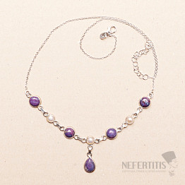 Turquoise purple necklace silver Ag 925 91999