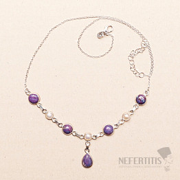 Turquoise purple necklace silver Ag 925 92131
