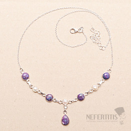 Tyrkys purpurový náhrdelník stříbro Ag 925 92133