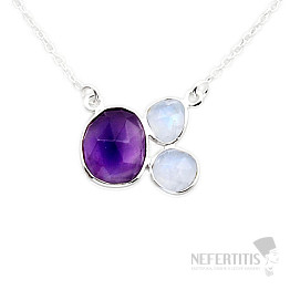 Amethyst cut necklace silver Ag 925 N3824