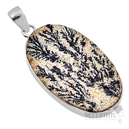 Psilomelan dendritic pendant silver Ag 925 51455