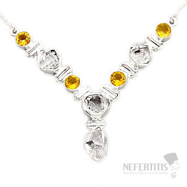 Herkimer diamant náhrdelník stříbro Ag 925 96159