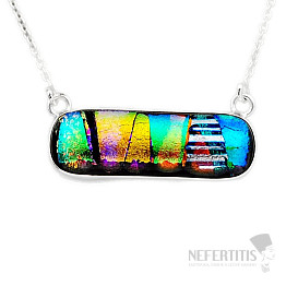 Dichroic glass necklace silver Ag 925 11740