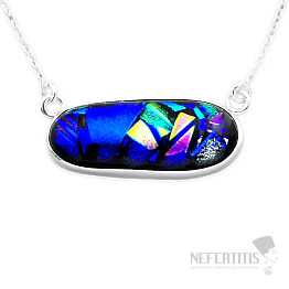 Dichroic glass necklace silver Ag 925 11738