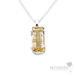 Sagenite crystal with rutile necklace silver Ag 925 43573