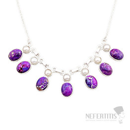 Tyrkys purpurový náhrdelník stříbro Ag 925 92129