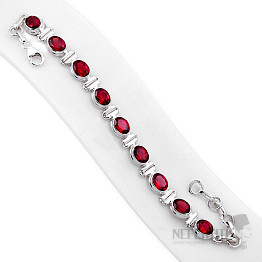 Granát brúsený náramok striebro Ag 925 41960