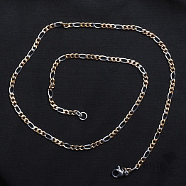 Řetízek figaro styl nerezová ocel v barvě stříbra a zlata 44 cm
