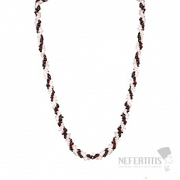 Geflochtene Halskette aus Granat und Roségold A-Qualität