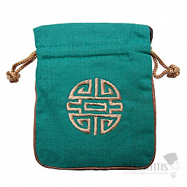 Turquoise burlap bag 12.5x14 cm