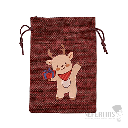 Weihnachtshirsch aus Jutesack mit Geschenk