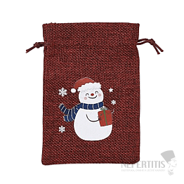 Schneemann aus Jutesack mit Geschenk