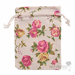 Plátěný sáček s růžičkami 10x14 cm