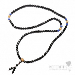 Japa Mala Perlenkette aus schwarzem Achat