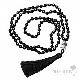 Halskette aus schwarzem Achat mit Quaste