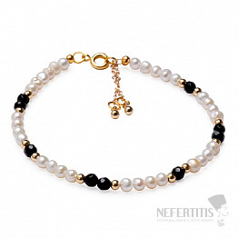 Luxuriöses Perlenarmband mit schwarzem Achat