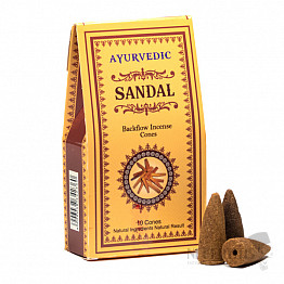 Vonné kužely pro tekoucí dým Ajurvéda Sandalwood Backflow Incense Cones