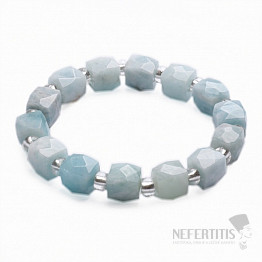 Geschliffenes Aquamarin- und Rocailles-Armband RB Design 137