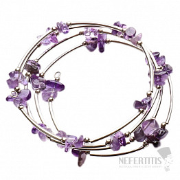 Modisches Dreifach-Armband aus Amethyst und Stahl