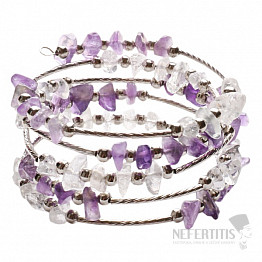 Kristall und Stahl mit breitem Armband aus Amethyst