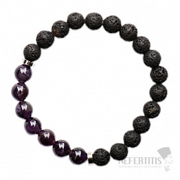 Armband aus Lavastein mit Amethysten