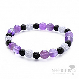 Armband aus Amethyst, gesprungenem Kristall und Lava RB Design 54