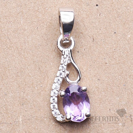 Silberanhänger mit brasilianischem Amethyst und Zirkonen Ag 925 020065 BRAME