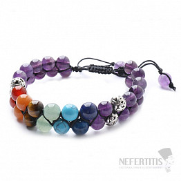 Amethyst-Chakra-Armband doppelt mit Shamballa-Verschluss