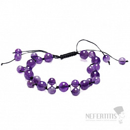 Amethyst-Perlenarmband mit Shamballa-Verschluss