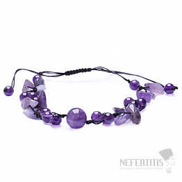 Amethyst-Perlenarmband mit Shamballa-Verschluss