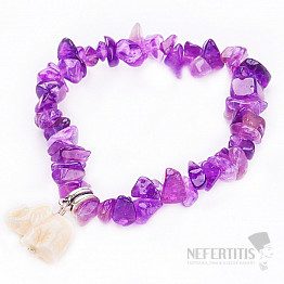 Amethyst-Armband lila geschnitten mit einem Elefanten