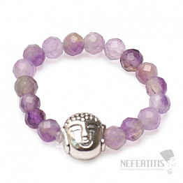 Elastischer Ring aus Amethyst mit Buddha-Kopf